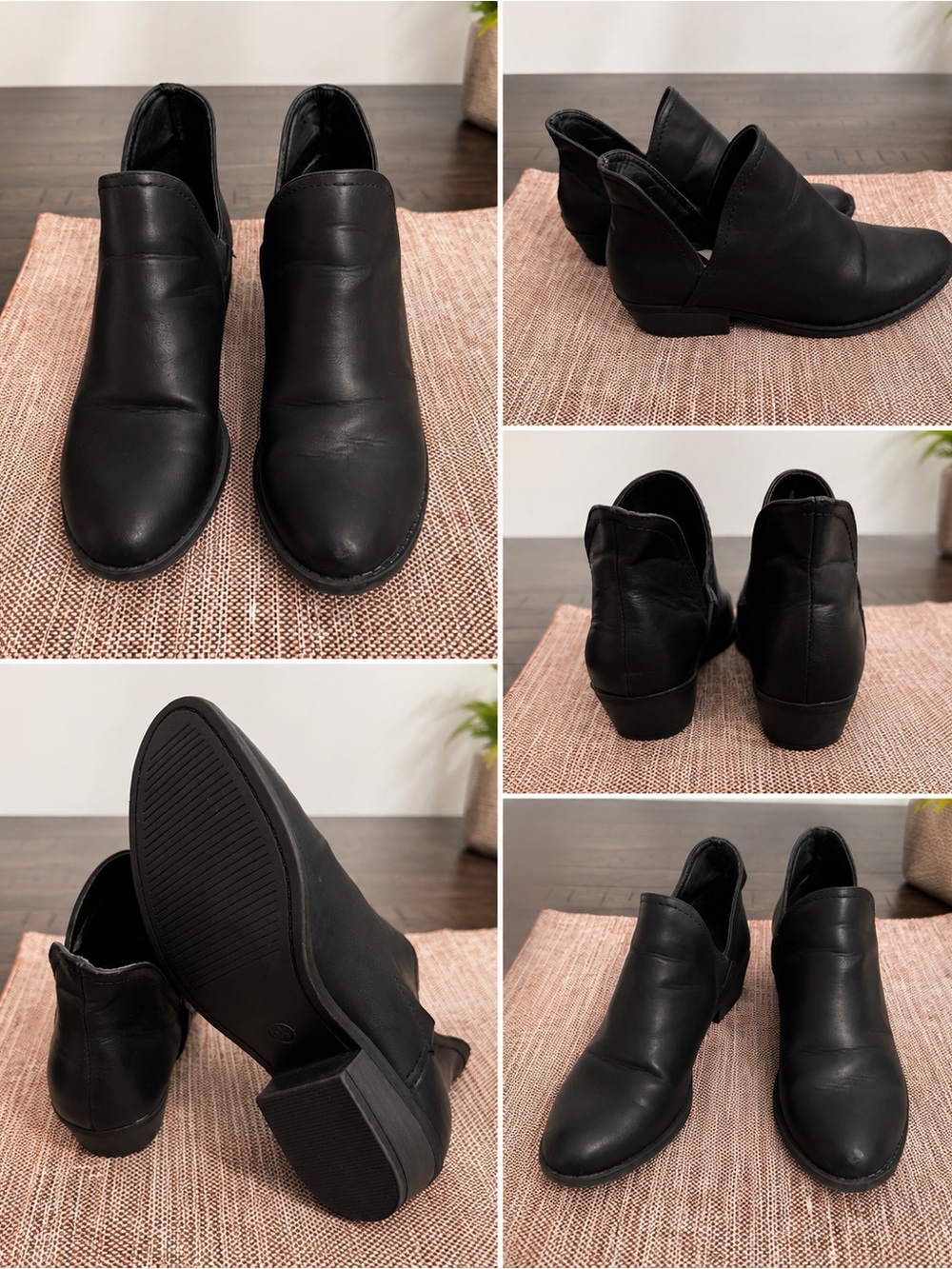 Women's Black Cutout Chelsea Ankle Booties - Sleek Slip-On Style